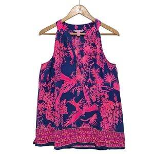 Lilly Pulitzer Silk Racerback Top 'Bailey' SIZE Medium - Tropical, Silk